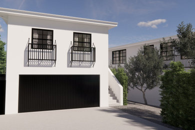 Inspiration for a mid-sized modern white two-story exterior home remodel in Los Angeles