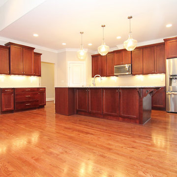 Open Island Kitchen with Contemporary Lights