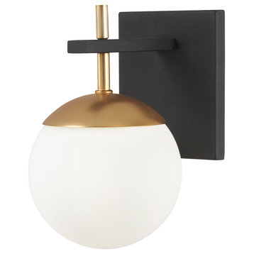 George Kovacs Alluria 1-Light Wall Sconce, Weathered Black / Autumn Gold Accents