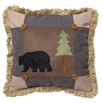 Bear Scrap Rustic Cabin Throw Pillow 18x18