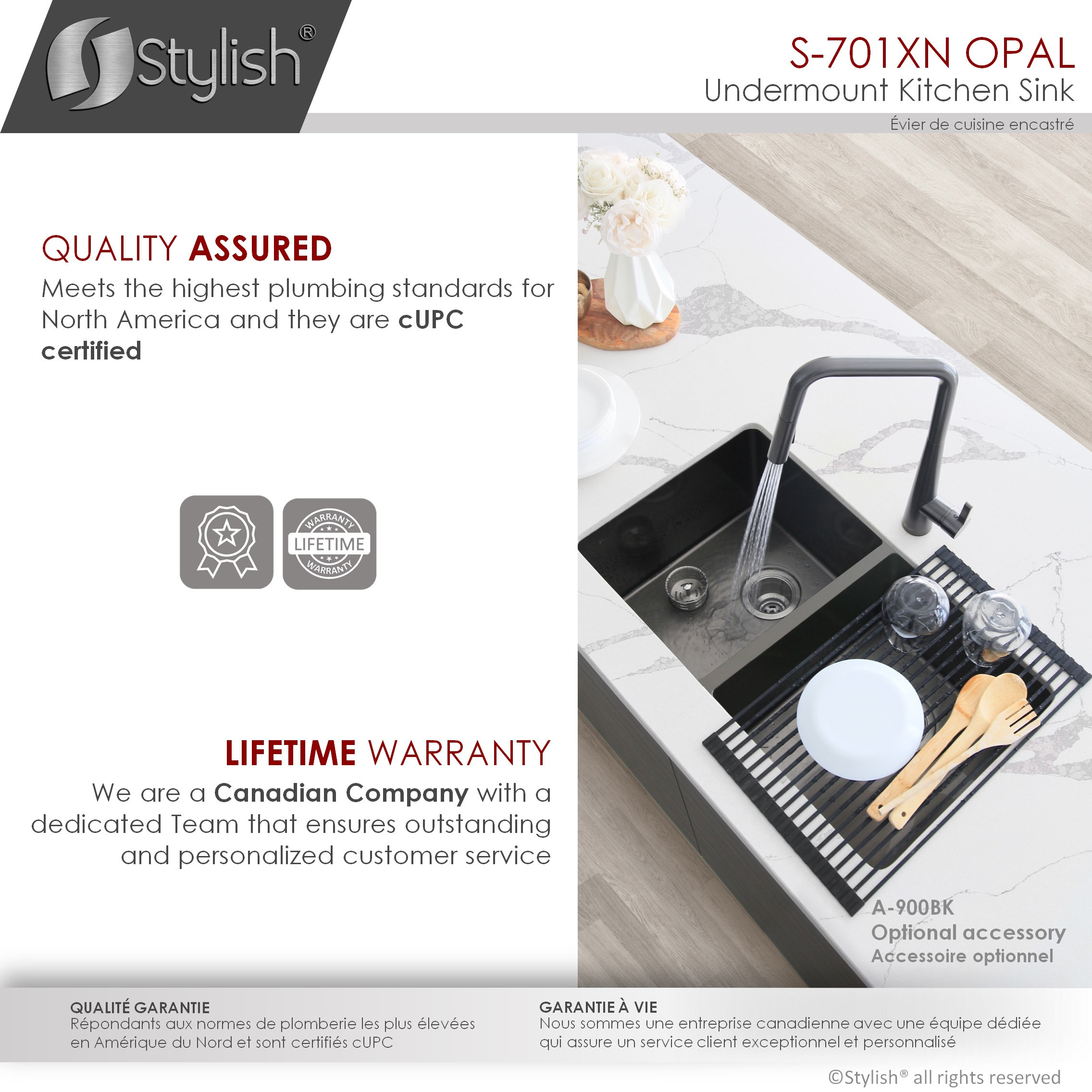 STYLISH 32in Graphite Black Double Bowl Undermount Stainless Steel Kitchen Sink