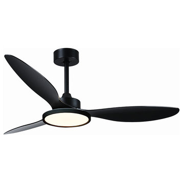 52" Fashion Ceiling Fan With Lamp, Plastic Blades, 41.7x11.8", White Blades