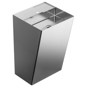Karran Cinox Stainless Steel Rectangular Pedestal Sink, Stainless Steel
