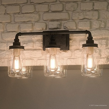 Luxury Industrial Black Iron Pipe Bathroom Light, UQL2662, Dallas Collection