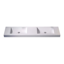 ADM Bathroom Design - ADM Rectangular Wall Mounted Sink, White, 65" - Bathroom Sinks