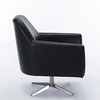 Phoenix Black Faux Leather Mid-Century Style Swivel Arm Chair