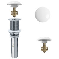 STYLISH Vessel Sink Pop-Up Drain with white ceramic cap without overflow