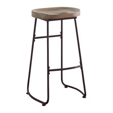 Coaster Home Furnishings - Driftwood Stool With Dark Bronze Metal Base, Bar Stool - Bar Stools and Counter Stools