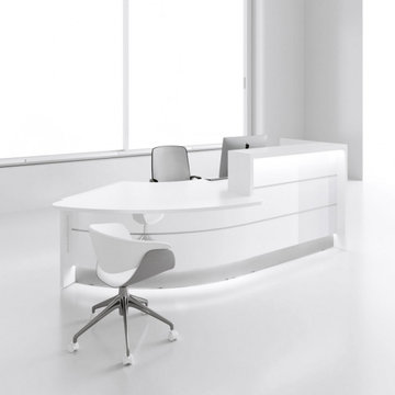 Valde J-Shaped Reception Desk with Countertop, White by MDD Furniture