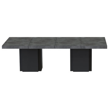 Tema Dusk 51in Dining / Work Tables – Set of 2, Faux Concrete & Pure Black