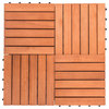 12"x12" 6-Slat Eucalyptus Interlocking Deck Tile, Set of 10