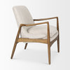 Westan Cream Fabric w/ Medium Brown Solid Wood Accent Chair