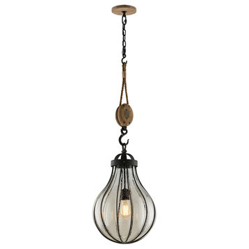 Murphy, Pendant, 13", Clear Seeded Glass - Incandescent Lamping