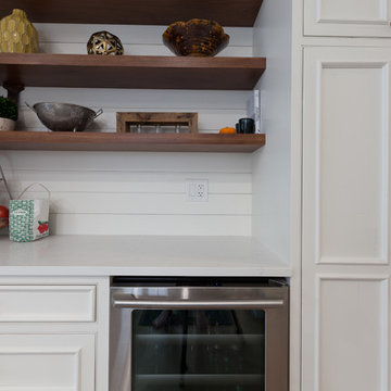 Kitchen Cabinet Refinish and Floating Shelves