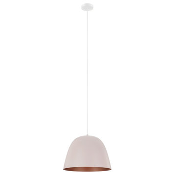 1-Light, 100W Pendant, Pastel Apricot Exterior/Copper Interior