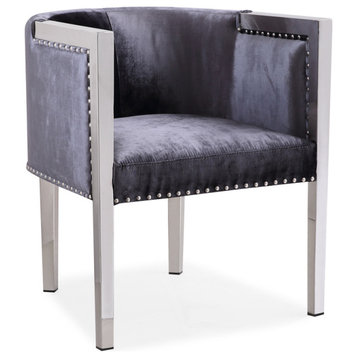 Uptown Club Julio Contemporary Velvet Upholstered Accent Chair in Charcoal