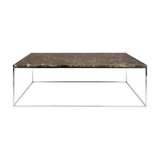 Gleam Rectangular Coffee Table, Brown Marble, Chrome Feet