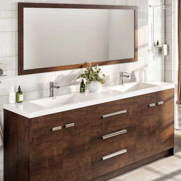 Eviva Lugano 84" Rosewood Modern Double Sink Bathroom Vanity