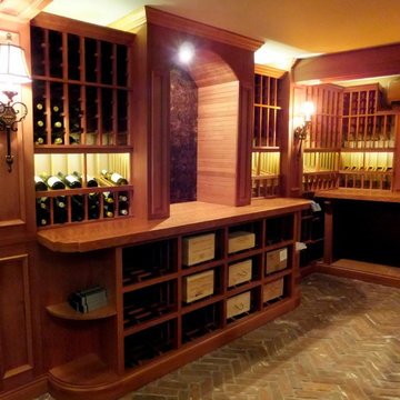 Decanting Niche with Case Storage and 1/4 round display shelves