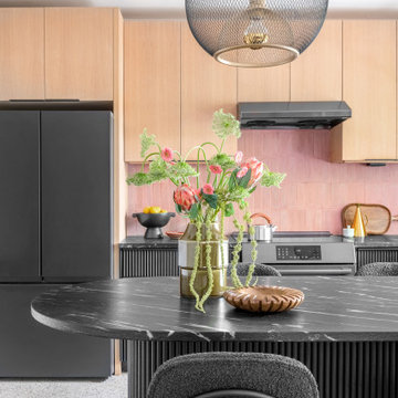 Mid-Century Modern Pink Kitchen in Miami Shores