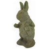 Alice in Wonderland White Rabbit Verdigris Finish Cement Statue 14 in.