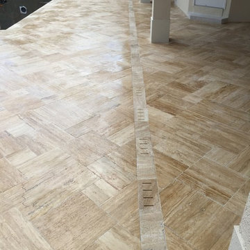 Complete Renovation adding a spa and Sunshelf,kitchen,vein cut Ivory Travertine