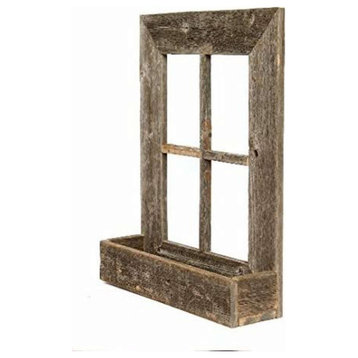 HomeRoots 22x18 Rustic Weatered Grey Window Frame With Planter