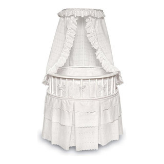 Badger Basket Wishes Oval Baby Bassinet - Full Length Skirt - Gray/Lantern  