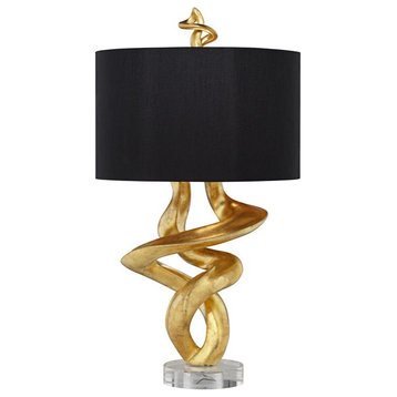 Pacific Coast Lighting Tribal Impressions 33" Twirl Resin Table Lamp in Gold