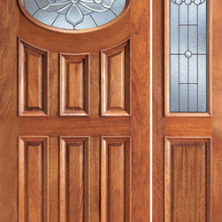Pre-hung Mahogany Oval Lite Exterior One Side light Door - Front Doors