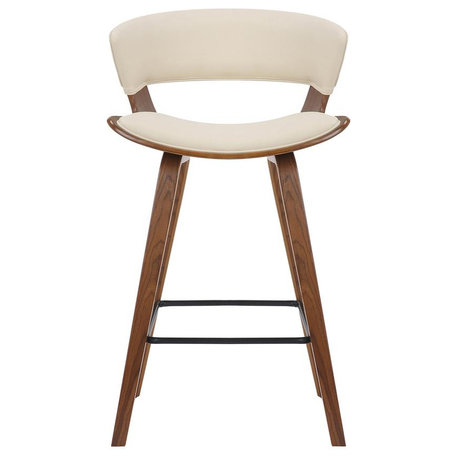 Jagger Modern 26 Wood and Faux Leather Counter Height Bar Stool, WALNUT