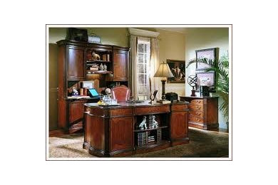 Home office - contemporary freestanding desk home office idea in Seattle
