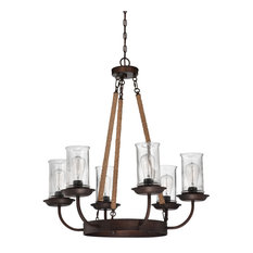 Thornton 6-Light Chandelier, Aged Bronze With Natural Rope Accent