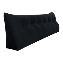 WOWMAX - Bed Wedge Pillow Back Rest Support, Black Velvet, 71x20x8 - Bed Pillows