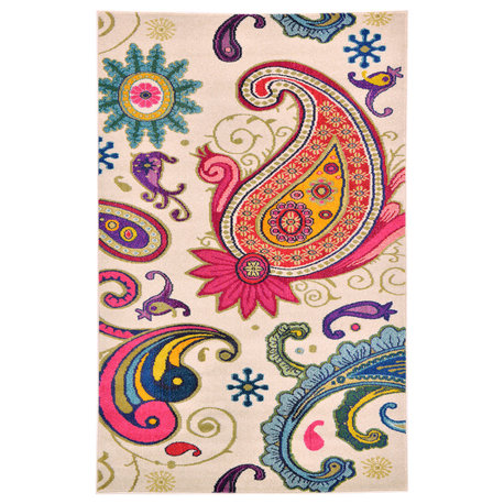 Unique Loom Cream Estrella Rodeo 5'x8' Area Rug