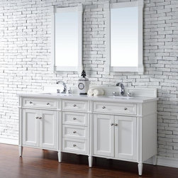 72 inch Double Sink Bathroom Vanity Cottage White Finish No Top - Bathroom Vanities And Sink Consoles
