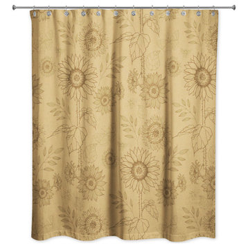 Gold Sunflower Icons 71 x 74 Shower Curtain