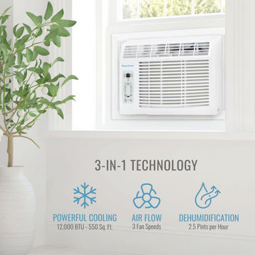 12,000 BTU Window-Mounted Air Conditioner With "Follow Me" LCD Remote Control