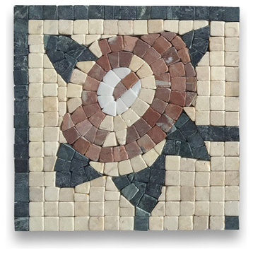 Marble Mosaic Border Decorative Tile Gardenia Rojo 5.9x5.9 Tumbled, 1 piece