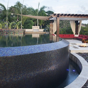 Lightstreams Glass Spa Tile | Black Iridescence and Bronze