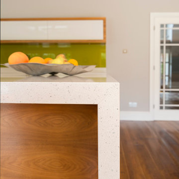 Contemporary White & Walnut Wood Kitchen