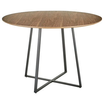 Cosmo Contemporary Dining Table, Black Metal/Walnut Wood Top