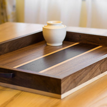 Rustic Wooden Tray with Handles, Walnut Tray, Tray for Ottoman,