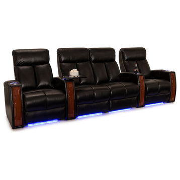 Seatcraft Seville Theater Seating - Black, Leather Gel, Power, Row of 4 Loveseat