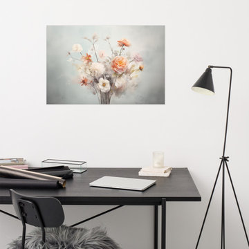 Floral Still Life with Delicate Hues Colorful Bouquet Boho Style