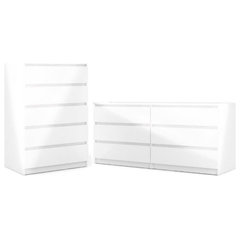6 Drawer Double Dresser White High Gloss - Modern - Dressers - by  Homesquare | Houzz