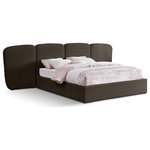 Meridian Furniture - Shiloh Boucle Fabric Upholstered Bed, Brown, Queen - Turn your bedroom into a serene retreat with the exquisite Shiloh Boucle Fabric Queen Bed. The headboard boasts a stunning art deco design that exudes sophistication and luxury, elevating the ambiance of any space. The plush boucle fabric has a rich brown tone that is not only visually appealing but also provides a soft and comfortable touch, adding an element of elegance and refinement to your room. With this bed, you can indulge in a resort-like experience right in the comfort of your own home.