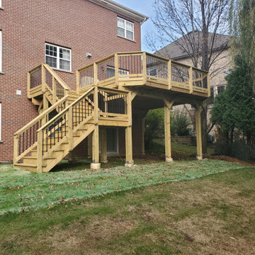 Pressure Treated Pine Deck with Bar Rail in Palatine, IL