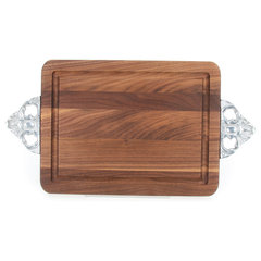 John Boos Edge-Grain Walnut Square Cutting Board with Feet 9 x 9