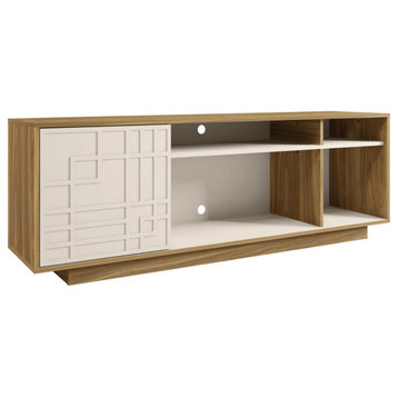 MIRODEMI® Sava | Designer Oak TV Stand with Open Shelves